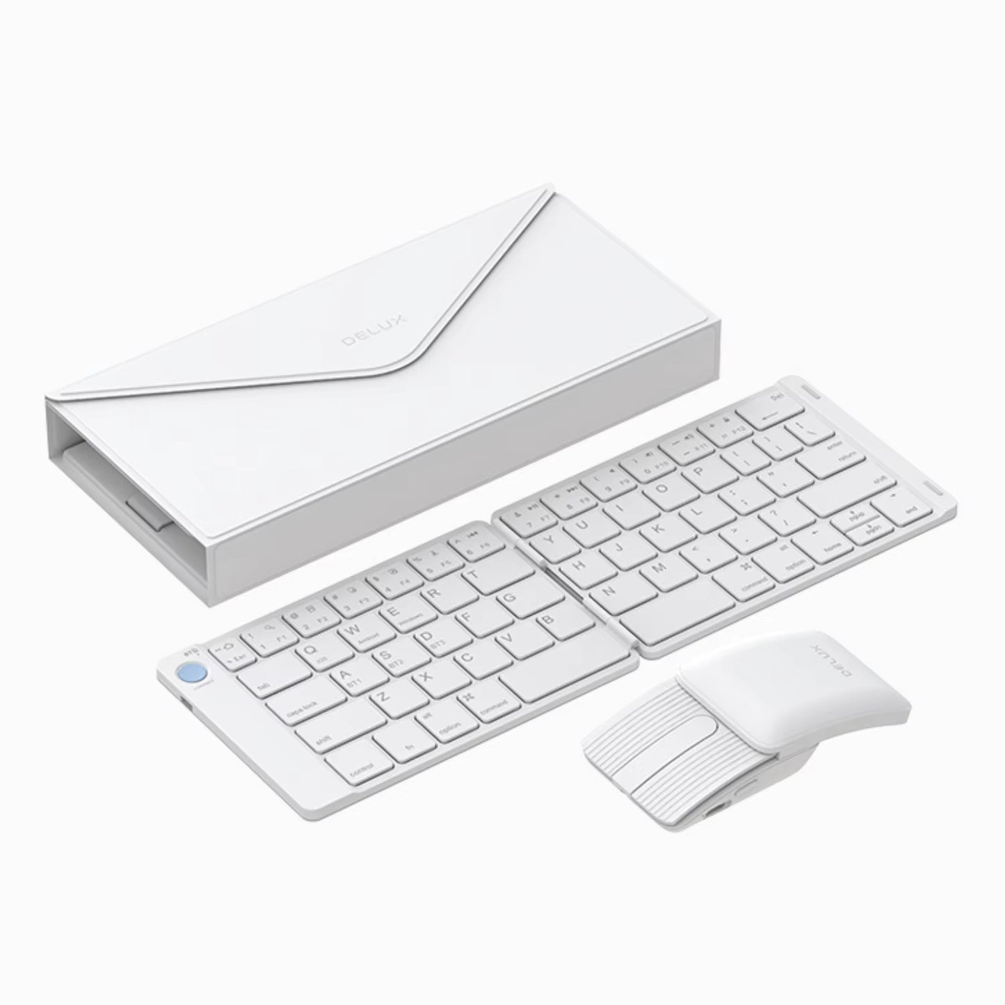 Delux Folding Keyboard Mouse Set Wireless Ultra Slim Portable Silent Kit Multi-Device Support for Windows Android IOS System